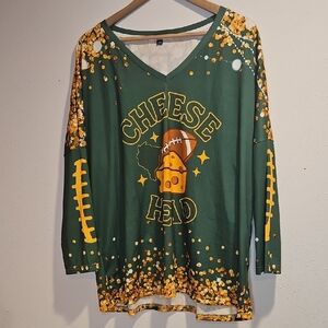 Cheese Head Woman Bling Ribbed Three Quarter Sleeve Shirt Sz. 2X NWOT